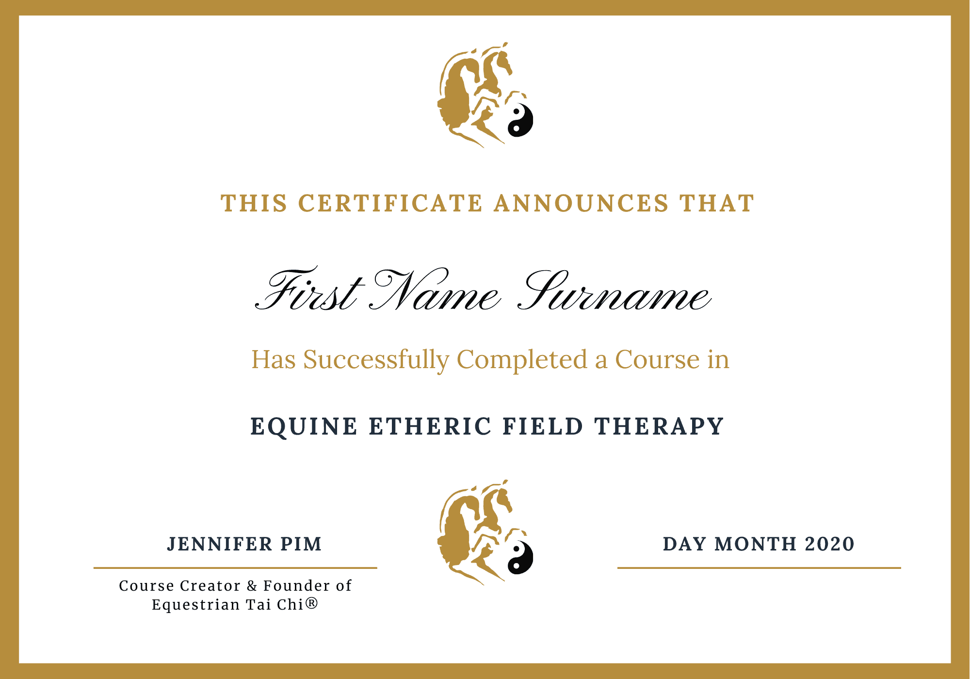 Equine Etheric Field Therapy Certificate